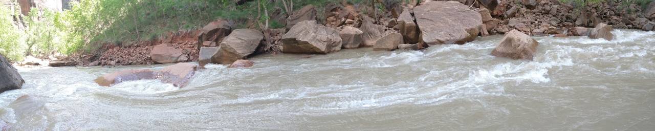 High flow in the Virgin River in Zion National Park, Utah